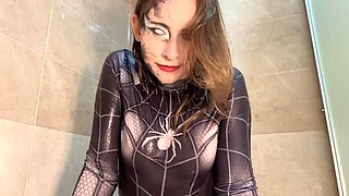 MilaPixies Hentai Cosplay: Venom Fishnet Pixie Shower Toy Tease
