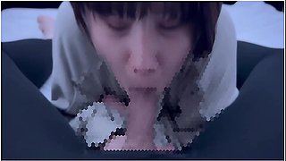 Short-cut College Student With Dark Hair Gets Oral Ejaculation In A Thick Blowjob And A Lot Of Sperm