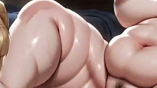 Two SSBBW Lesbian Foot Play - Submissive SSBBW Licks Feet Moaning