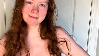 Redhead Nerdy Teen With hairy pussy Masturbating