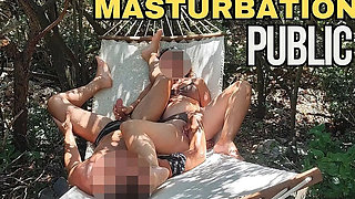 Teacher Squirt! I Caught Her Fingering in the Park, Huge Cumshot on Hammock