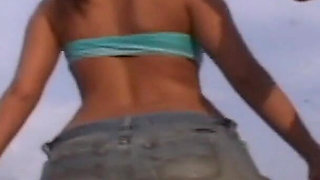 Three Hotties Play Naked on a Public Beach