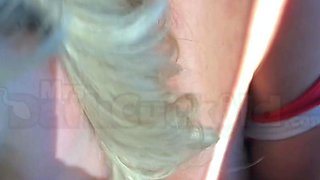 Big cock loving amateur blonde rides dick anally