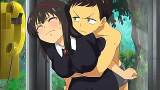 Bus Stop's Groping with a Hot Busty Schoolgirl - Hentai