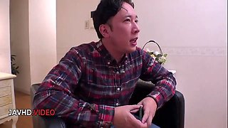 Hot JAV wife in elegant kimono gives intense Asian blowjob then fucks hard