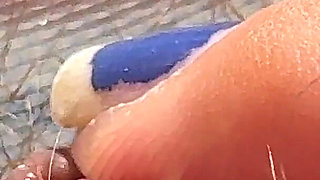 Amateur Hairy Girl Mastubates in Closeup with Huge Clit
