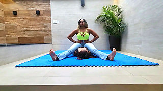 Belly and chest sitting by veronica and her slave