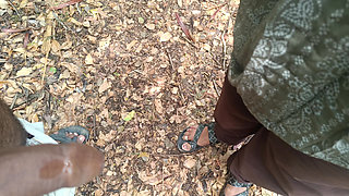 Housewife outdoor sucking cock