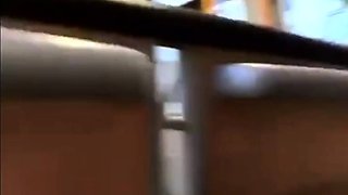 Nervous Boyfriend Receives a Bus Blowjob from His Blonde Gir