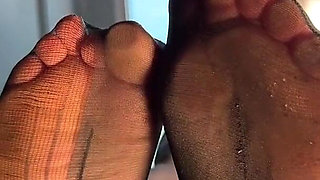 Watch Me Tease You with My Ripped Nylon Feet Through the Glass
