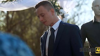 Gorgeous bride has her pussy stuffed by her groom in public after the ceremony