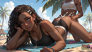 Sunlit Beach Oral Desire with the Hottest Dirty Ebony, Very First Time XXX, Stunning Ebony Queen!