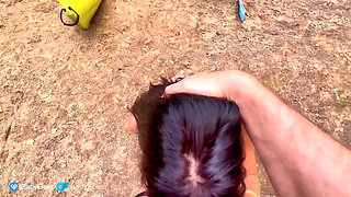 Horny Brunette Begs Kayak Instructor to Splash Her Huge Tits with Hot Cum Outdoors