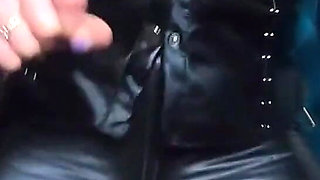 Sexy Leather Bed Tease Tight Pants & No Panties 311