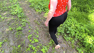 Naked Walking and Slapping Her Tits