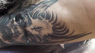 Big Boobed Tattoo Girl Gets Anal Fuck During a Tattoo Session - Gaping and ATM