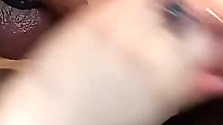 She Tries to Stop the Flow of Sperm From His Throbbing Cock