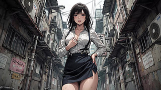 Office lady on the street wearing no underwear and exposing her vagina