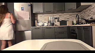 Fucking a Curvy Babe at Night in the Kitchen Random Homemade Fuck