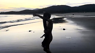 Solo Ashley Graham masturbates outdoors