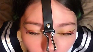 Hogtied School Girl Nose Hook Blowjob