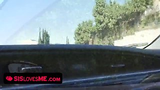 Dark haired with Bubble Butt takes her stepbrother\u2019s hard cock and gulps his giant load of sperm