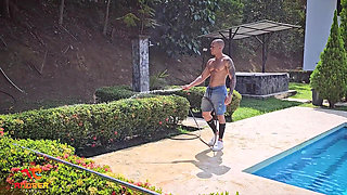 Gardener's Fantasy of a Threesome with His Boss and Mariana Martix - Andrea Castro & Brandon Cruz