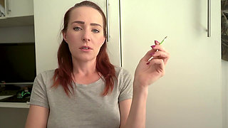 Cute Brunette Smoking in a Tight Top