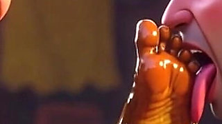 Submissive Slave Licking Wrinkled Feet of Old Ladies
