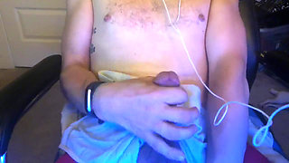 Teen Jerking off Huge Cock with Huge Cum Shot on Himself