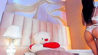 Ass licking for brunette in sexy lingerie