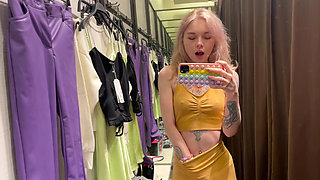 Depraved games in the fitting room.  I wanted to make a hot video, but I got horny and cuming in the locker room