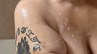 Things Get Dirty in the Tub as She Cleans She Rubs