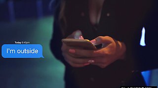 Skinny babe with tiny tits gets spitroasted by two BBCs