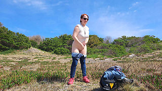 Amateur Nudist Girl: Stripping & Touching Herself on a Quiet Spring Beach in Uruguay