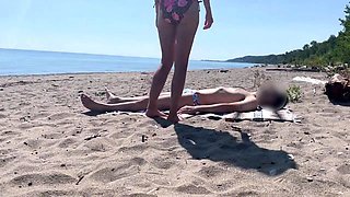 Husband Films Girl's Beach Blowjob and Creampie with Friend