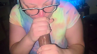 Snow bunny worships his big black cock