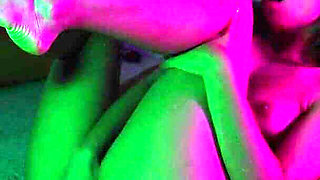 Night Neon Fingering on the Bed
