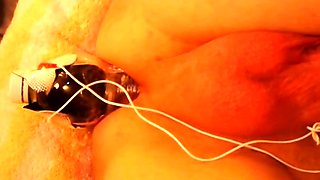 Electro E-Stim Anal Play with a Water Bottle for Gay Man