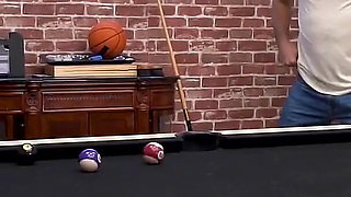 Skinny Teen Stepdaughter Seduces Stepdad During Pool Game - Face Fuck, Deepthroat & Rough Sex