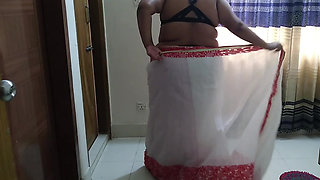 Punjabi Stepmother in Law Wearing Saree Blouse When Hot Son in Law Saw Her and Give Anal Fuck While Her Stepdaughter Next Room