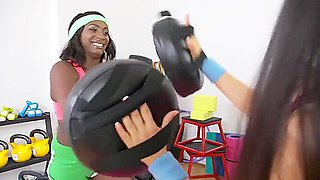 Sweaty Interracial Lesbians Heat Up - Jai James