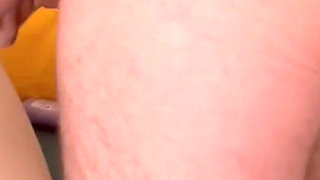 Stepdaughter Masturbates Her Stepdad with Her Feet Until He Cums