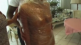 Plastic Wrapped Blonde Slut Encased and Teased Relentlessly