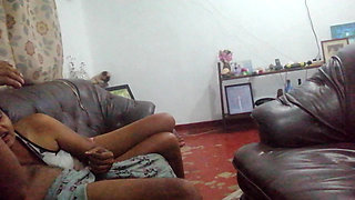 Father in Law's Gigantic Dick Hangs Out Under His Sarom for Step Daughter