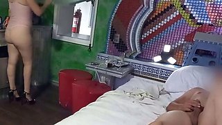 Public flashing in a hotel room - big ass Latina milf