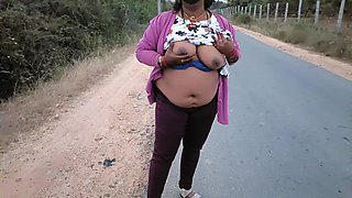 Bike riding boobs showing in public