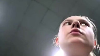 Gym Masturbation: Horny Beauty in the Fit Gym Massages Her Pussy and Squirts on a Bench in the Locker Room