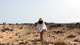 My Big Thai Tits Tremble in the Salty Wind, Hard Nipples Exposed at the Naked Beach