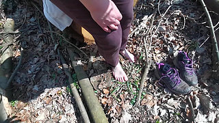 Vagina and Tit Spanking Outdoors